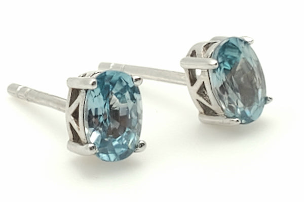 Vintage Blue Topaz Sterling Silver Stud Earrings