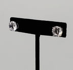 Vintage Cubic Zirconia Sterling Silver Stud Earrings - 10mm
