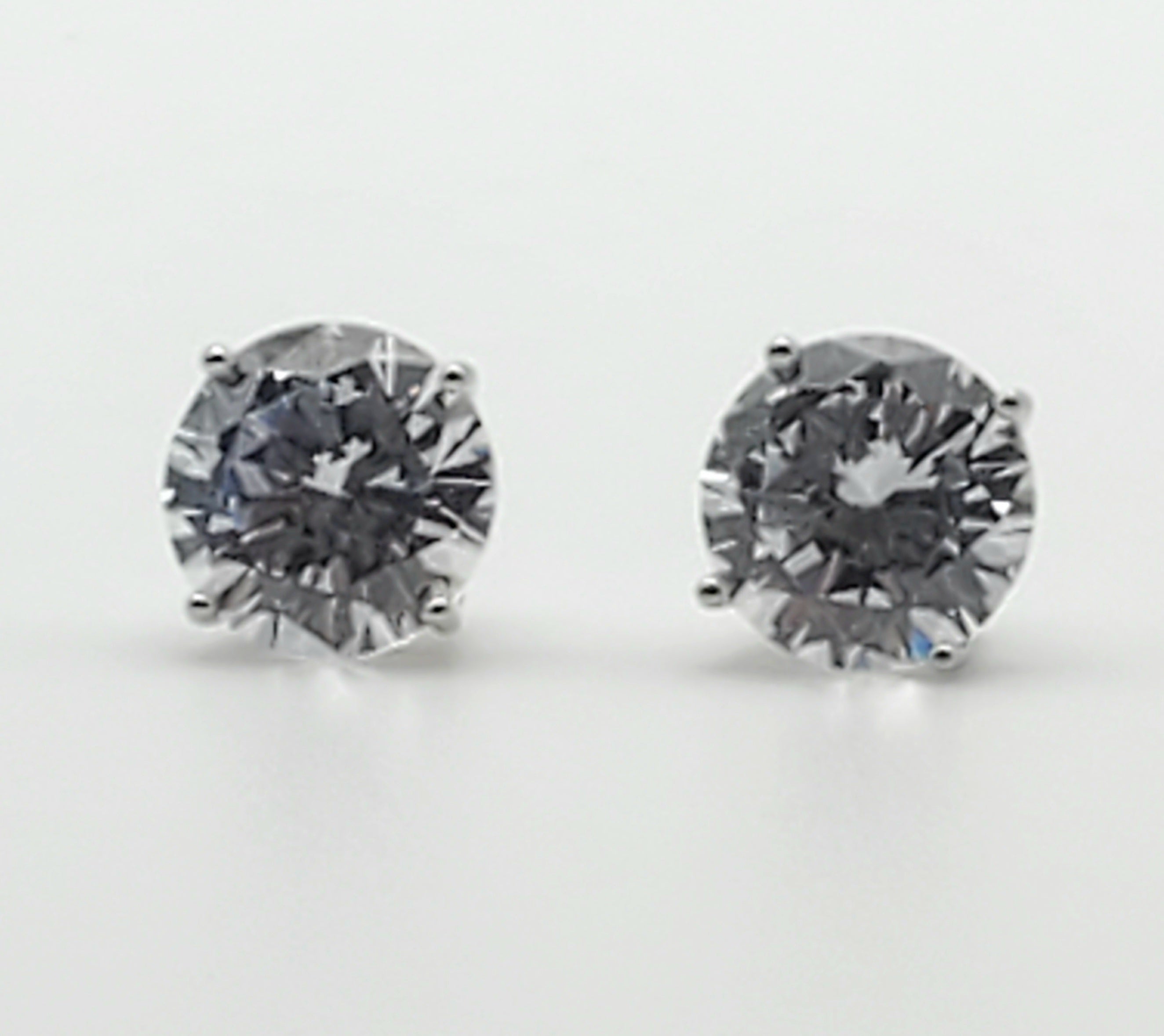 Vintage Cubic Zirconia Sterling Silver Stud Earrings - 10mm