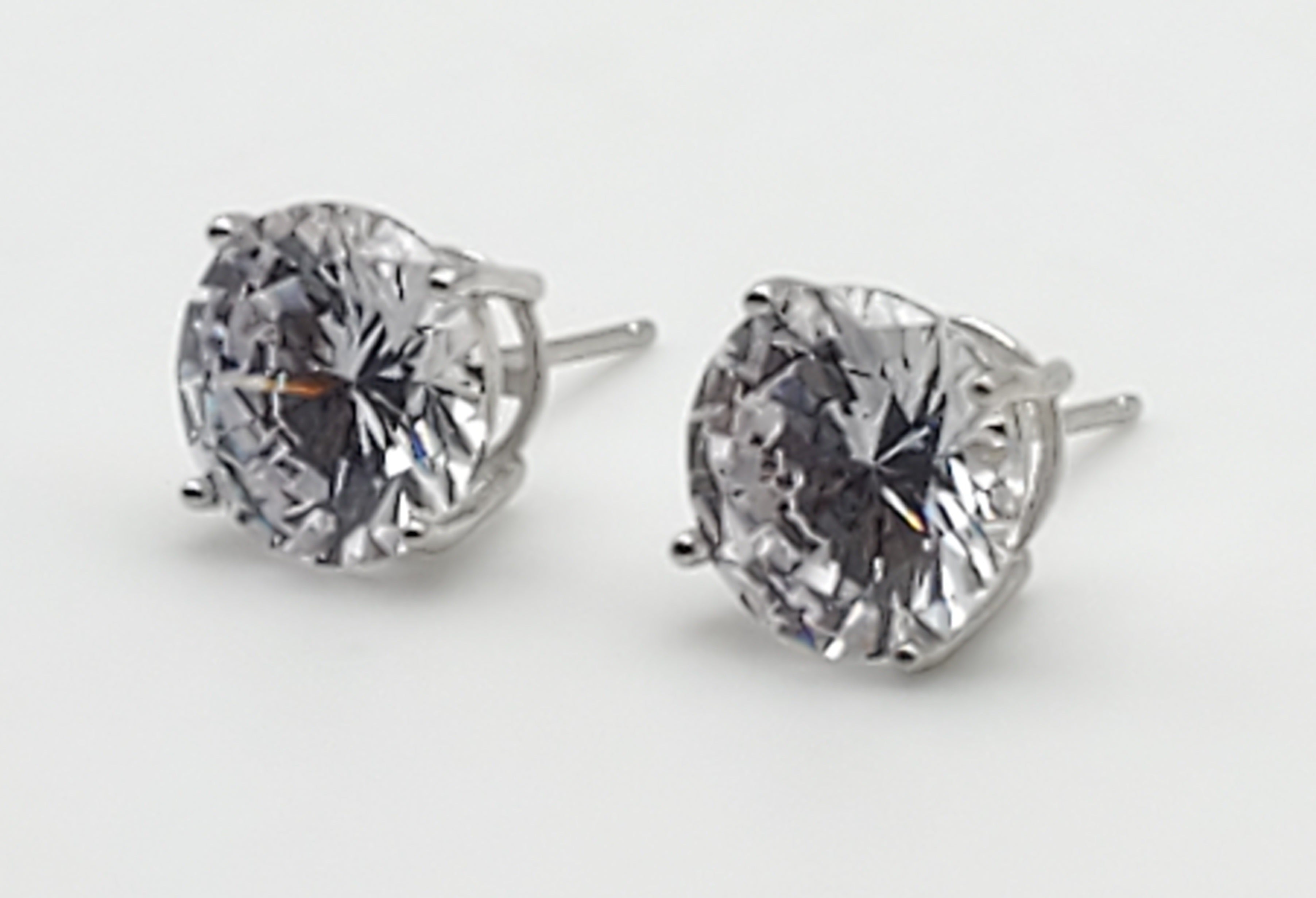 Vintage Cubic Zirconia Sterling Silver Stud Earrings - 10mm