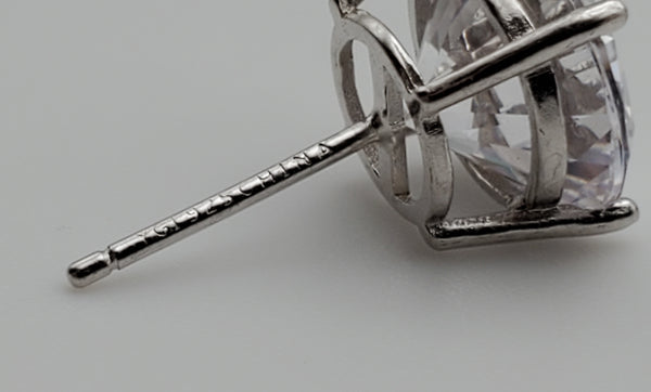 Vintage Cubic Zirconia Sterling Silver Stud Earrings - 10mm