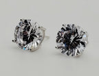 Vintage Cubic Zirconia Sterling Silver Stud Earrings - 10mm
