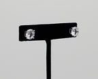 Vintage Cubic Zirconia Sterling Silver Stud Earrings - 9mm