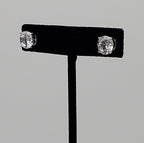 Vintage Cubic Zirconia Sterling Silver Stud Earrings - 9mm
