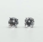 Vintage Cubic Zirconia Sterling Silver Stud Earrings - 9mm