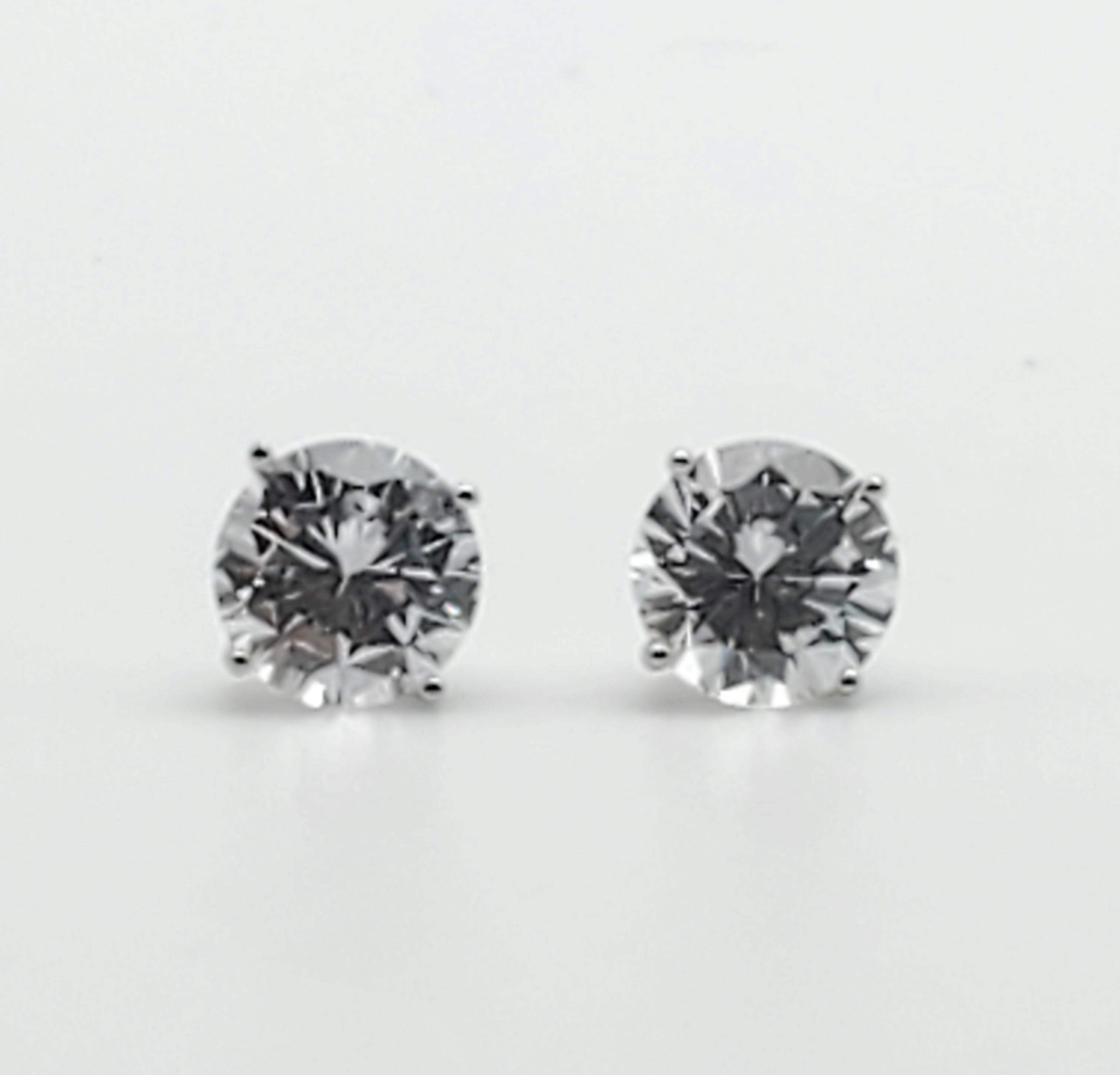 Vintage Cubic Zirconia Sterling Silver Stud Earrings - 9mm