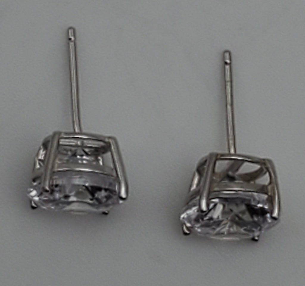 Vintage Cubic Zirconia Sterling Silver Stud Earrings - 9mm