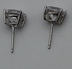 Vintage Cubic Zirconia Sterling Silver Stud Earrings - 9mm