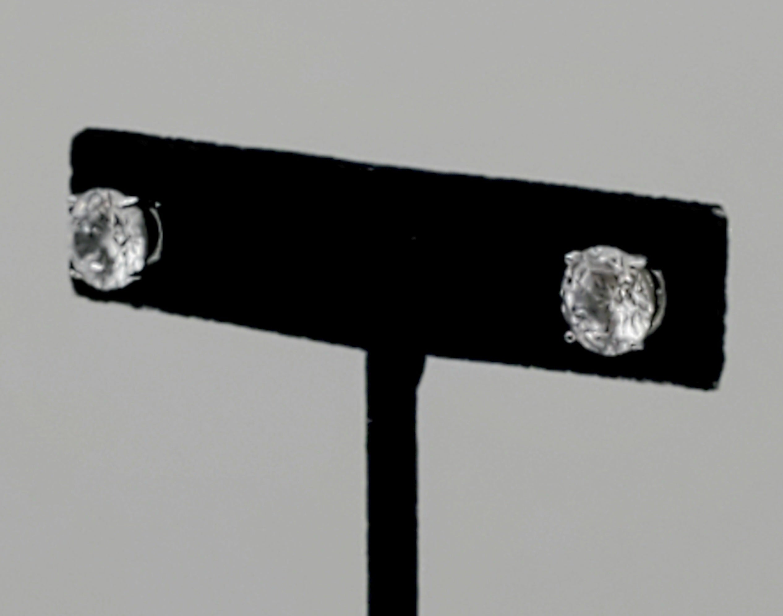 Vintage Cubic Zirconia Sterling Silver Stud Earrings - 8mm