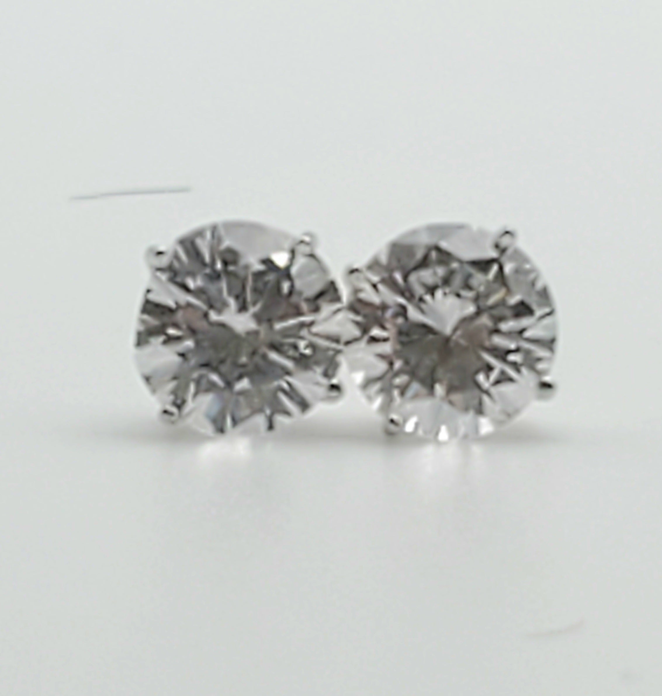 Vintage Cubic Zirconia Sterling Silver Stud Earrings - 8mm