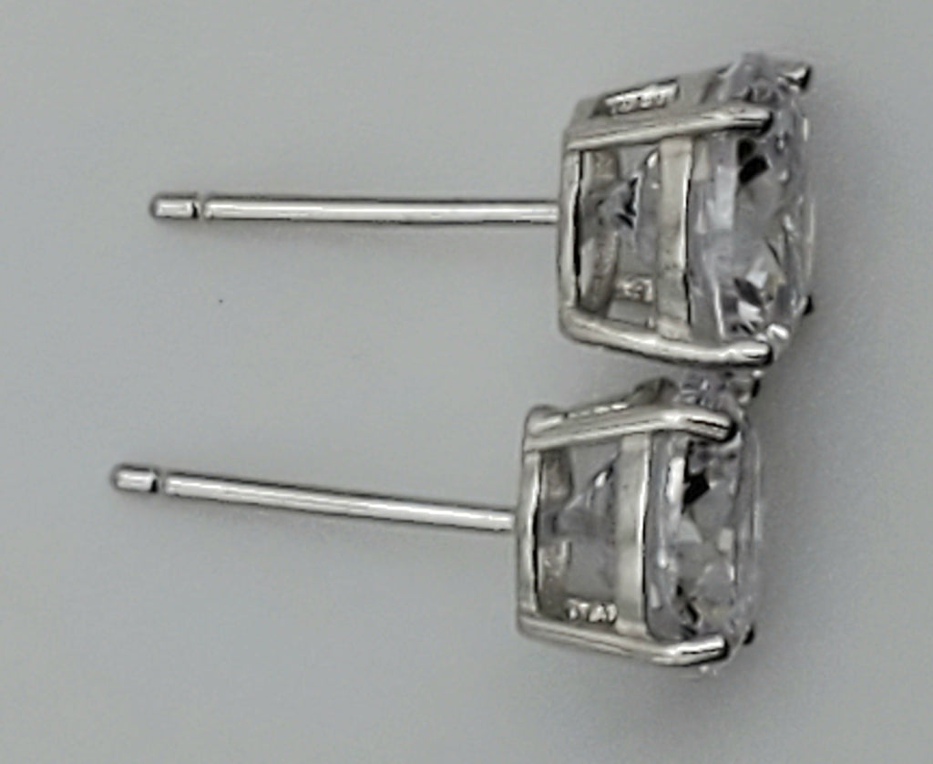 Vintage Cubic Zirconia Sterling Silver Stud Earrings - 8mm