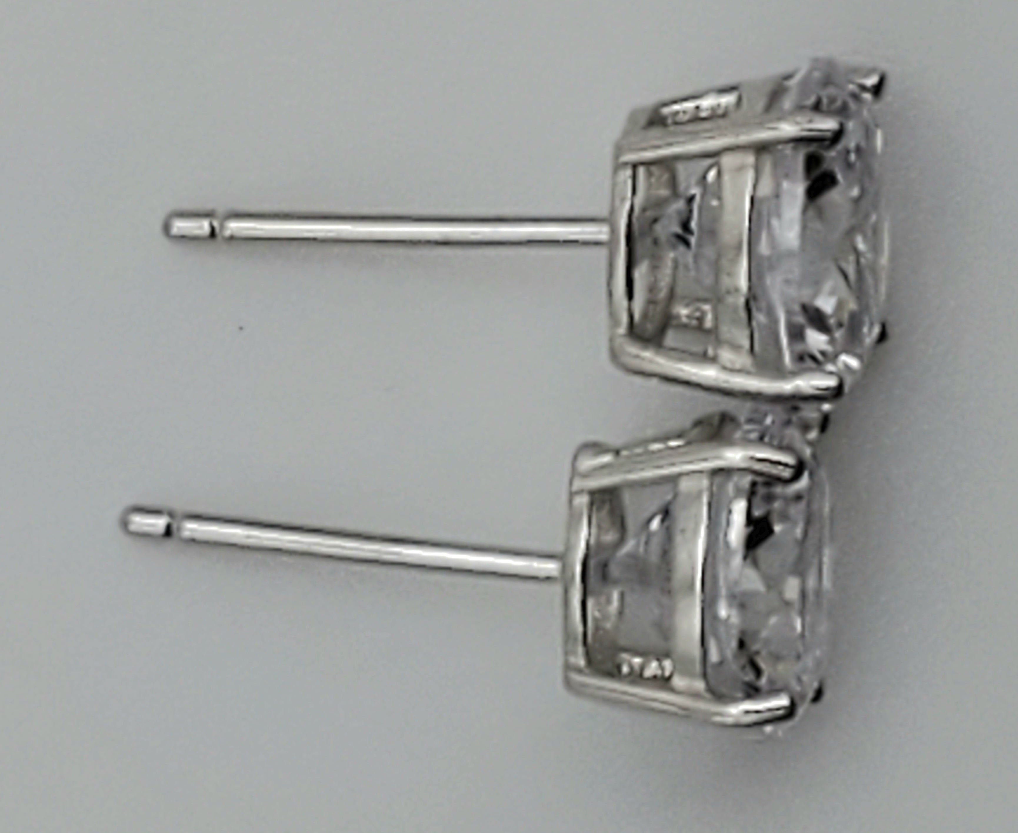 Vintage Cubic Zirconia Sterling Silver Stud Earrings - 8mm