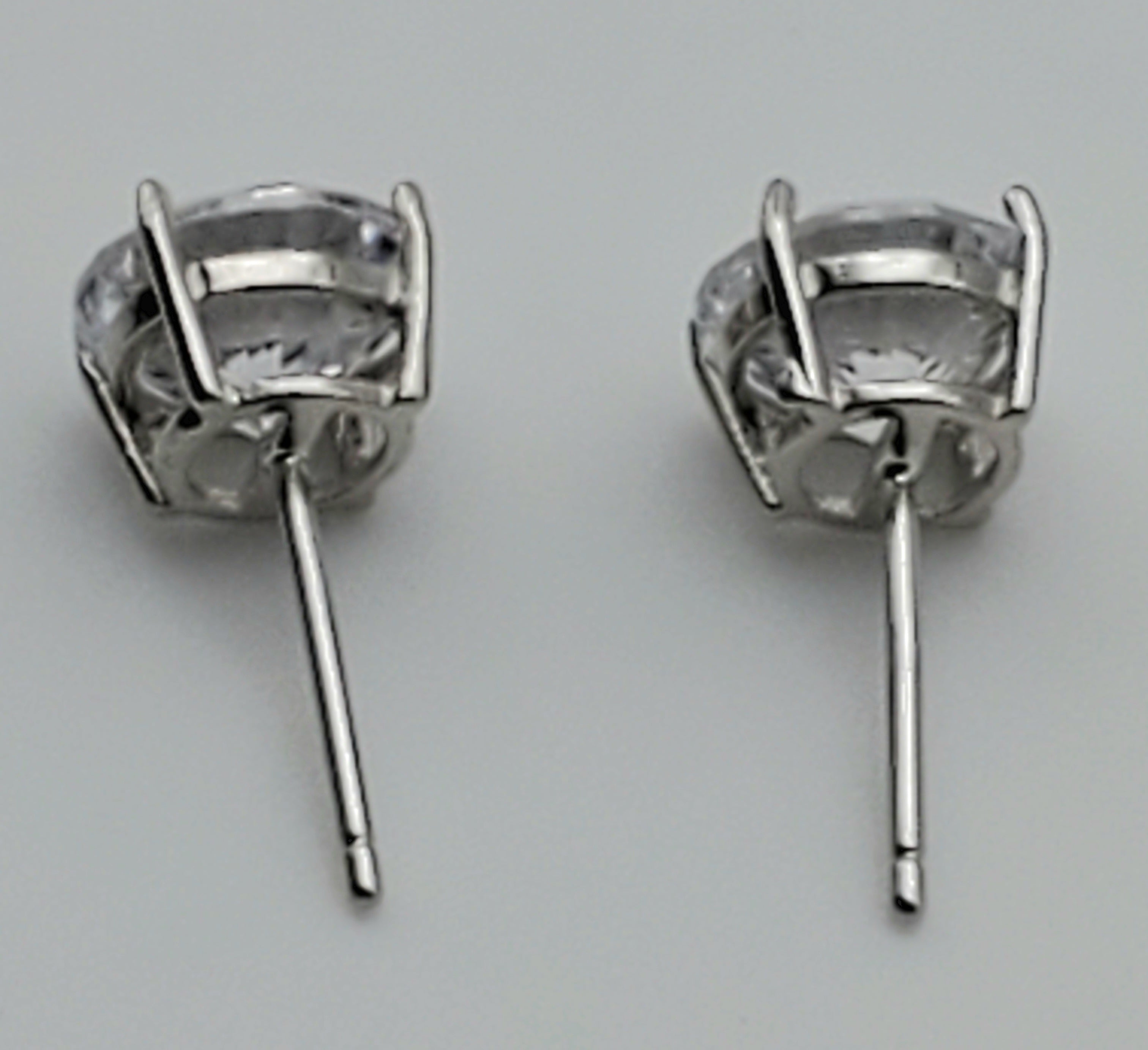 Vintage Cubic Zirconia Sterling Silver Stud Earrings - 8mm