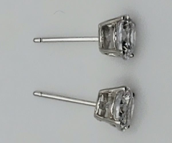 Vintage Cubic Zirconia Sterling Silver Stud Earrings - 7mm
