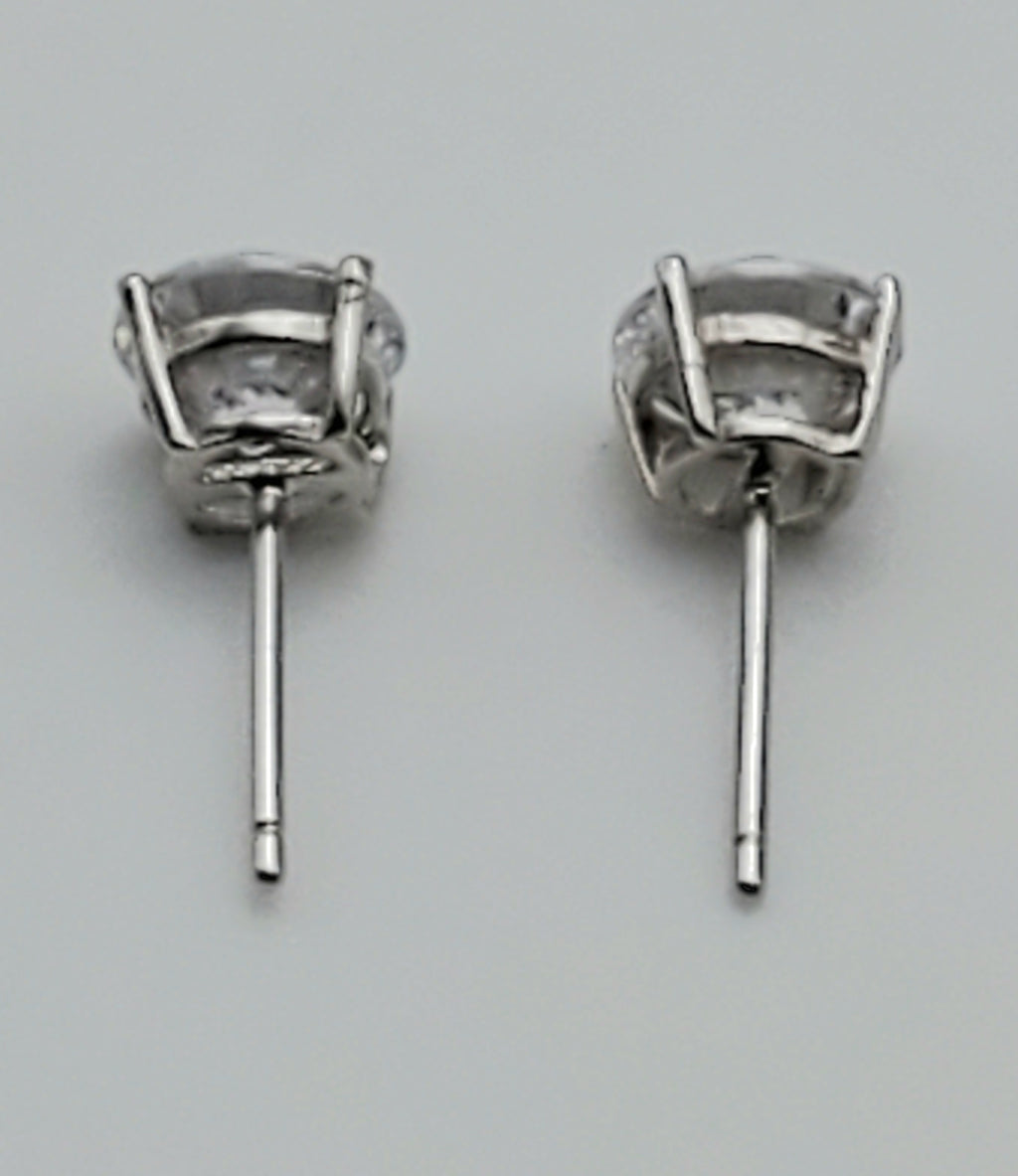 Vintage Cubic Zirconia Sterling Silver Stud Earrings - 7mm