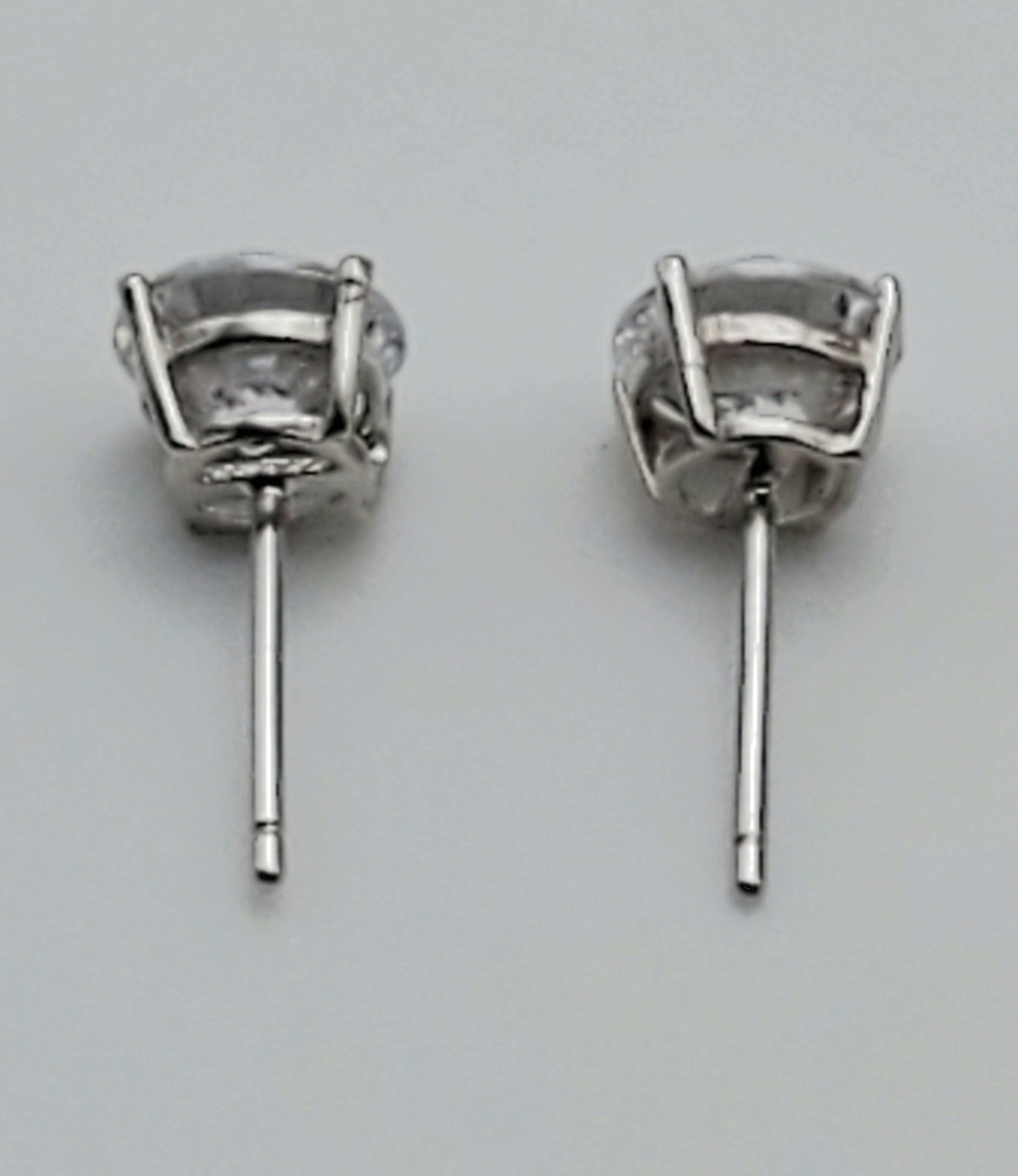 Vintage Cubic Zirconia Sterling Silver Stud Earrings - 7mm