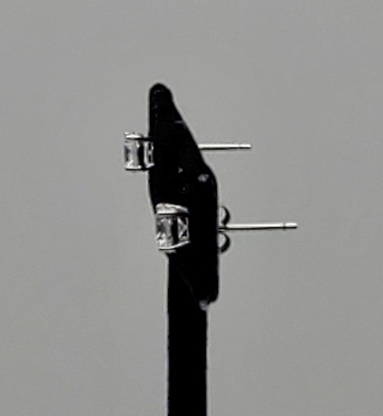 Vintage Cubic Zirconia Sterling Silver Stud Earrings - 5mm