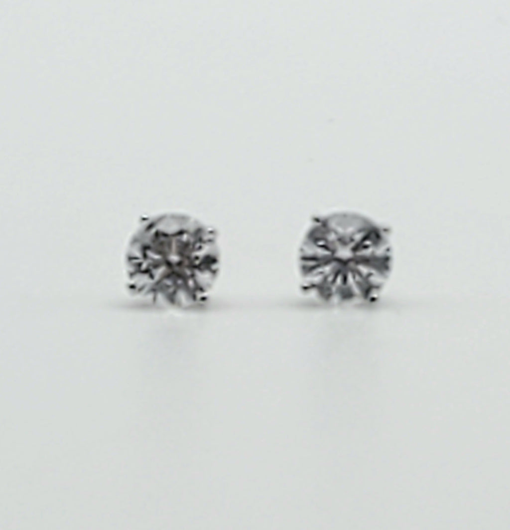 Vintage Cubic Zirconia Sterling Silver Stud Earrings - 5mm