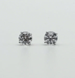 Vintage Cubic Zirconia Sterling Silver Stud Earrings - 5mm