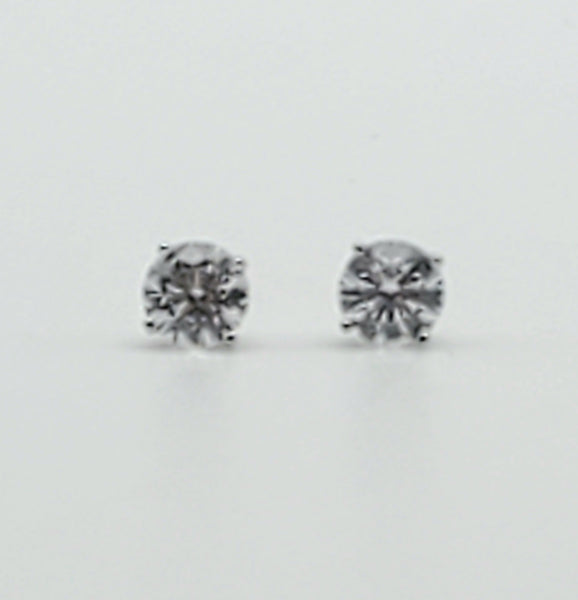 Vintage Cubic Zirconia Sterling Silver Stud Earrings - 5mm