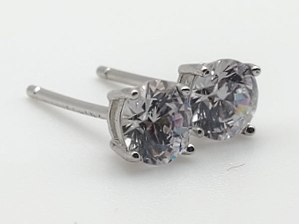 Vintage Cubic Zirconia Sterling Silver Stud Earrings - 5mm