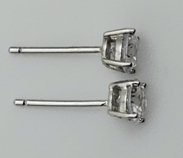 Vintage Cubic Zirconia Sterling Silver Stud Earrings - 5mm