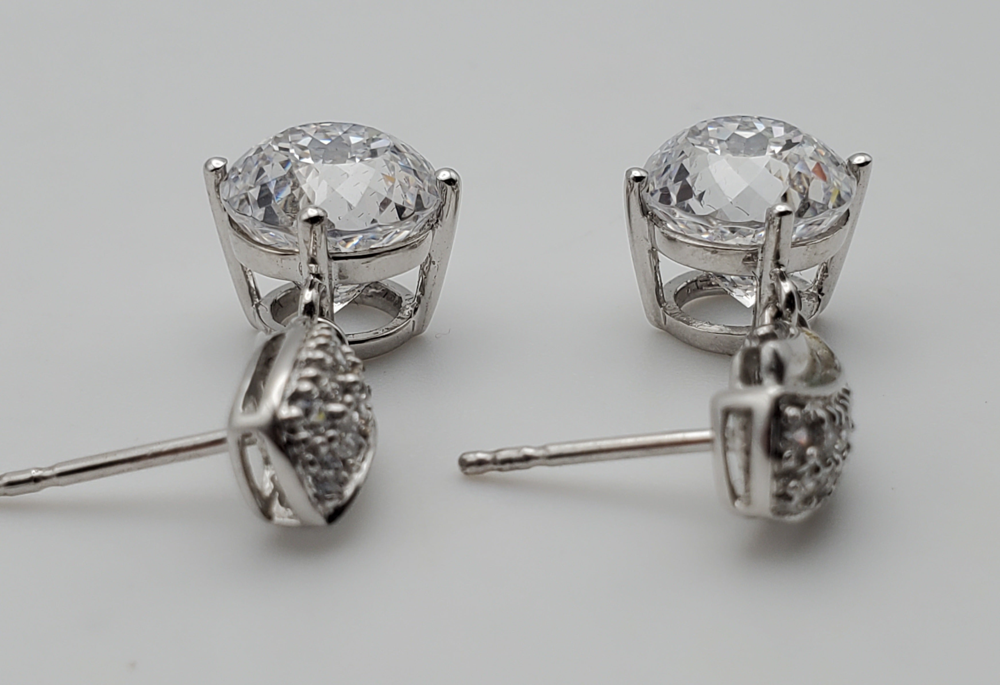 Vintage Portuguese Rose Cut Cubic Zirconia Sterling Silver Dangle Earrings