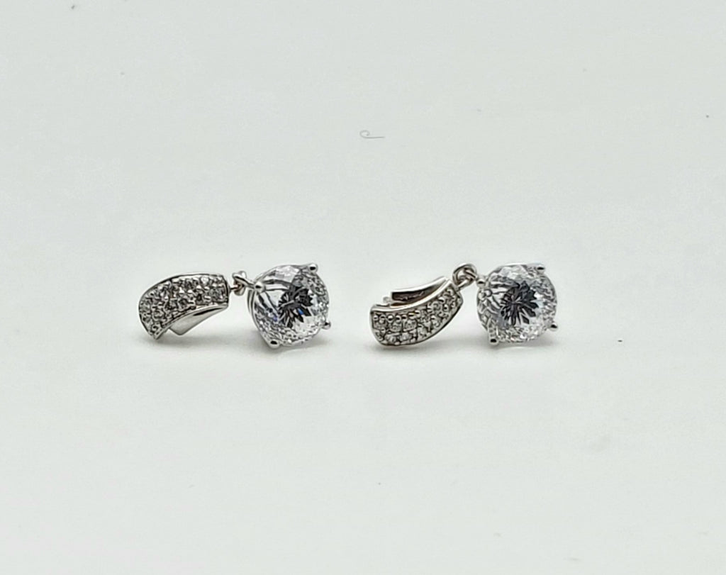 Vintage Portuguese Rose Cut Cubic Zirconia Sterling Silver Dangle Earrings