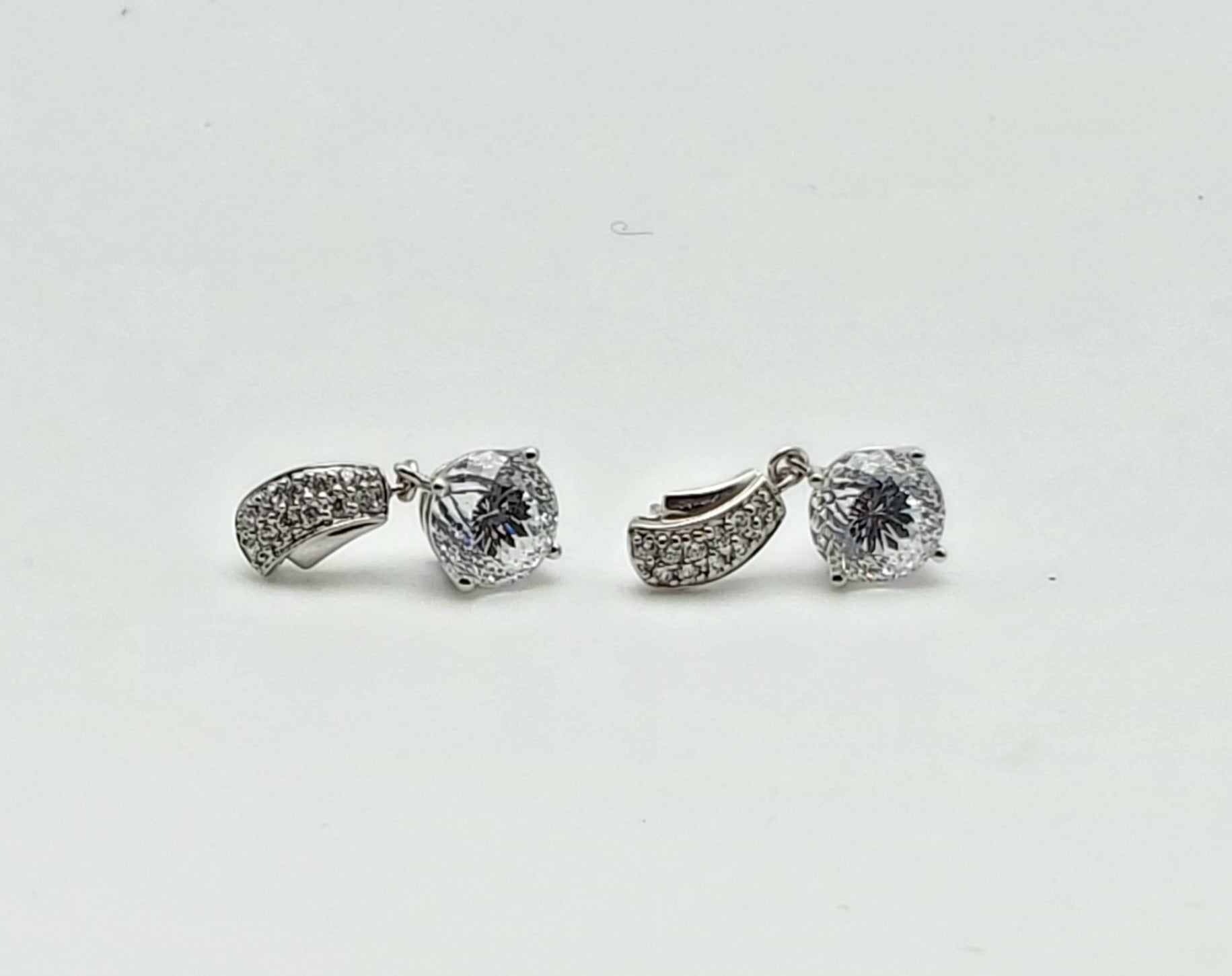 Vintage Portuguese Rose Cut Cubic Zirconia Sterling Silver Dangle Earrings