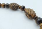 Vintage Handmade Carved Tiger's Eye Bead Necklace with Sterling Silver Clasp and Extension chain - 20.25 + 2.25"