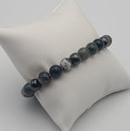 Moss Agate, Bloodstone, Ocean Jasper, Magnetite Bead Stretch Bracelet