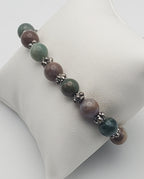 Moss Agate, Ocean Jasper, Agate Beaded Stretch Bracelet