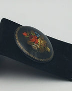 Vintage Hand-Painted Floral Wood Brooch