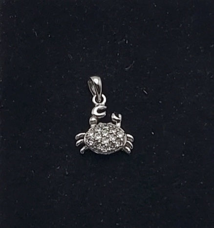 Vintage Sterling Silver Cubic Zirconia Crab Charm