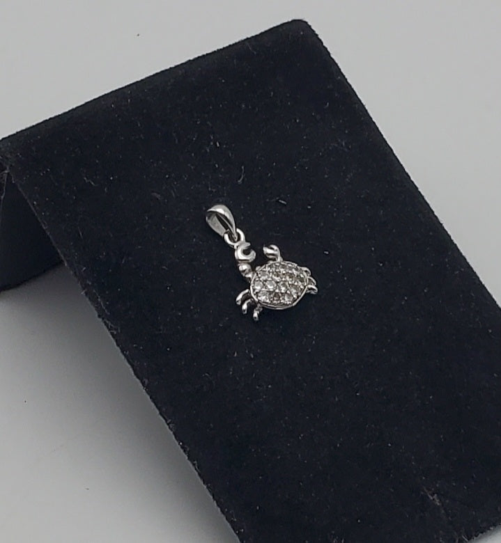 Vintage Sterling Silver Cubic Zirconia Crab Charm