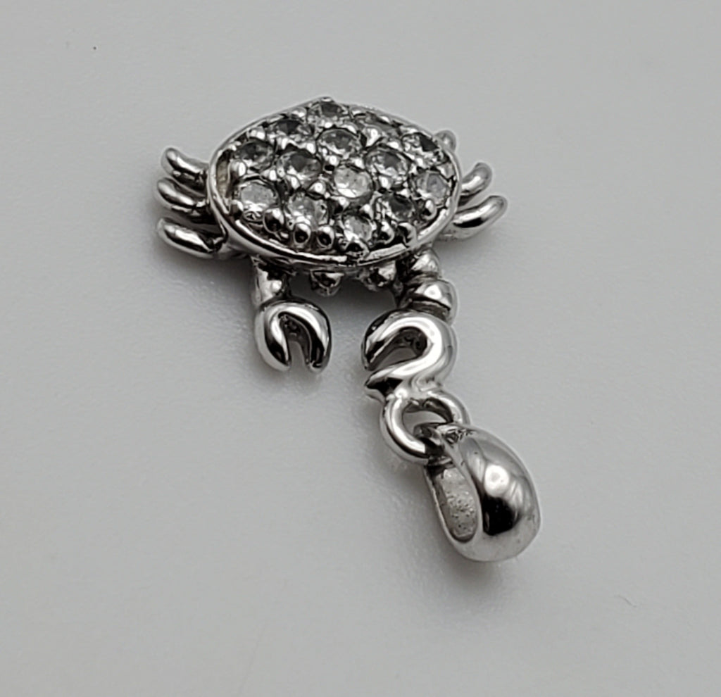 Vintage Sterling Silver Cubic Zirconia Crab Charm