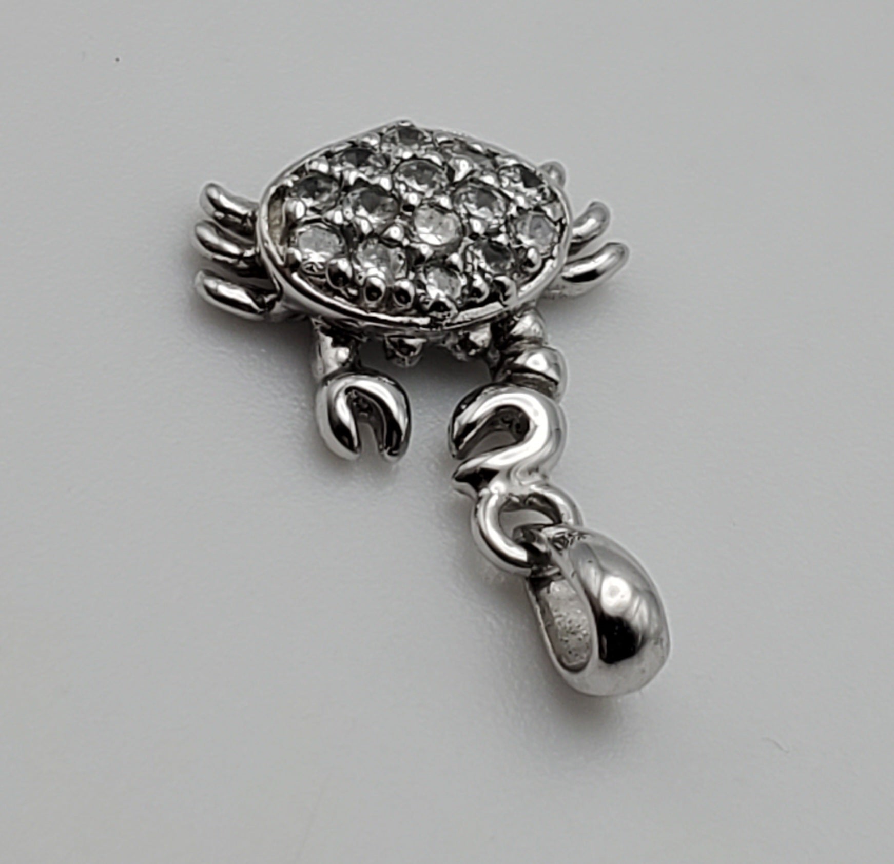 Vintage Sterling Silver Cubic Zirconia Crab Charm