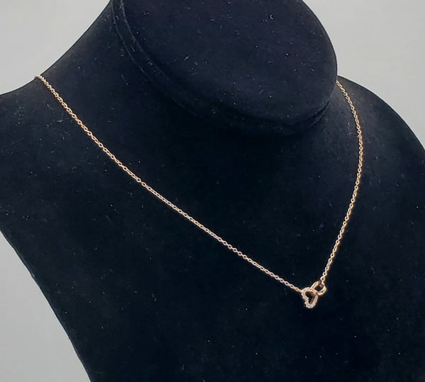 Vintage Rose Gold Tone Sterling Silver Interlocking Hearts Chain Necklace - 16.25 or 18.5"