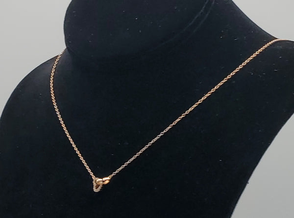 Vintage Rose Gold Tone Sterling Silver Interlocking Hearts Chain Necklace - 16.25 or 18.5"