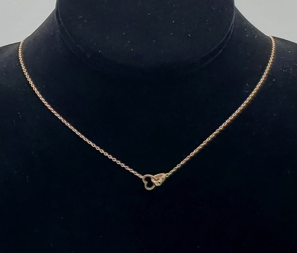 Vintage Rose Gold Tone Sterling Silver Interlocking Hearts Chain Necklace - 16.25 or 18.5"