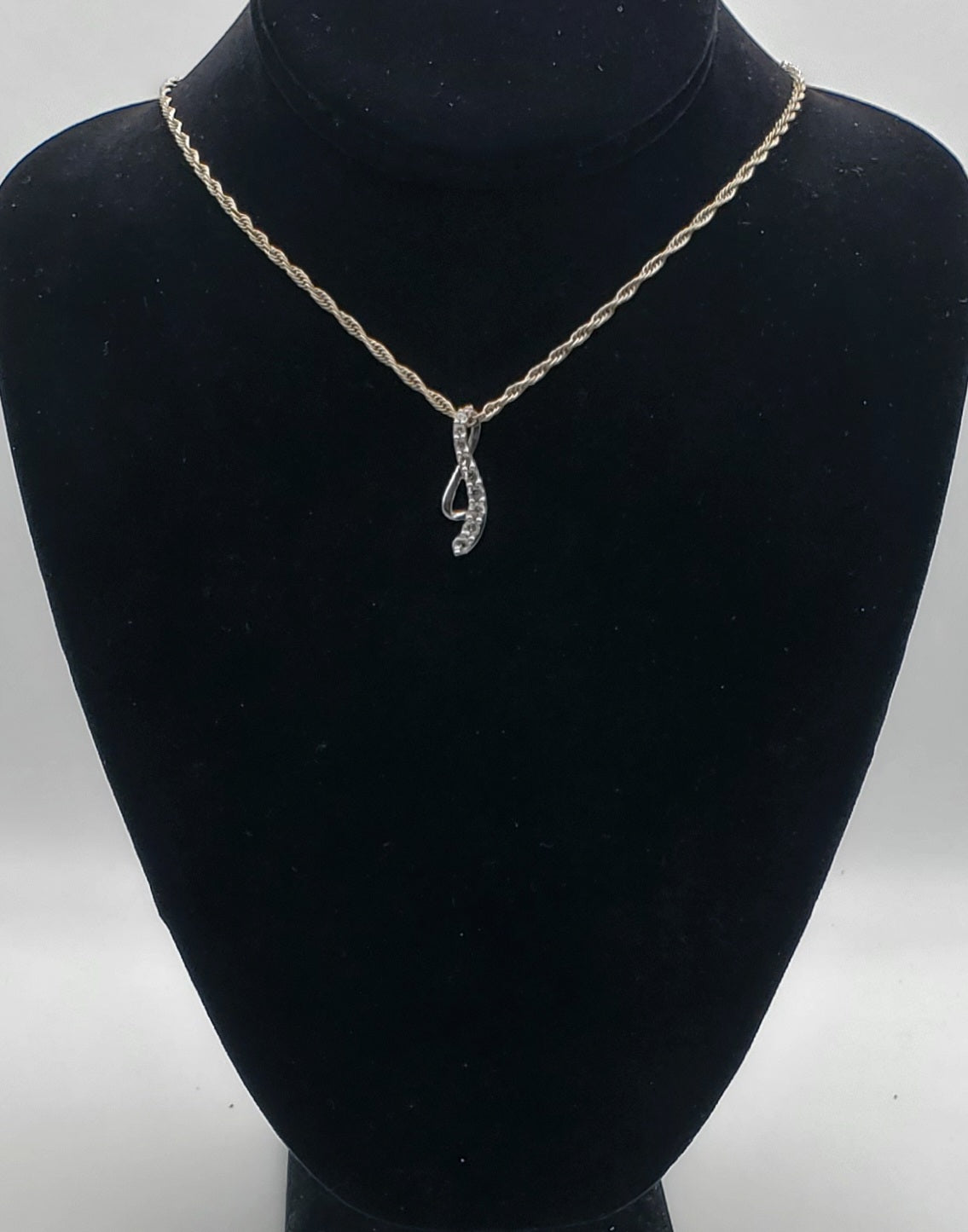 Vintage Colorless Sapphire Sterling Silver Pendant on Sterling Silver Chain Necklace - 24"