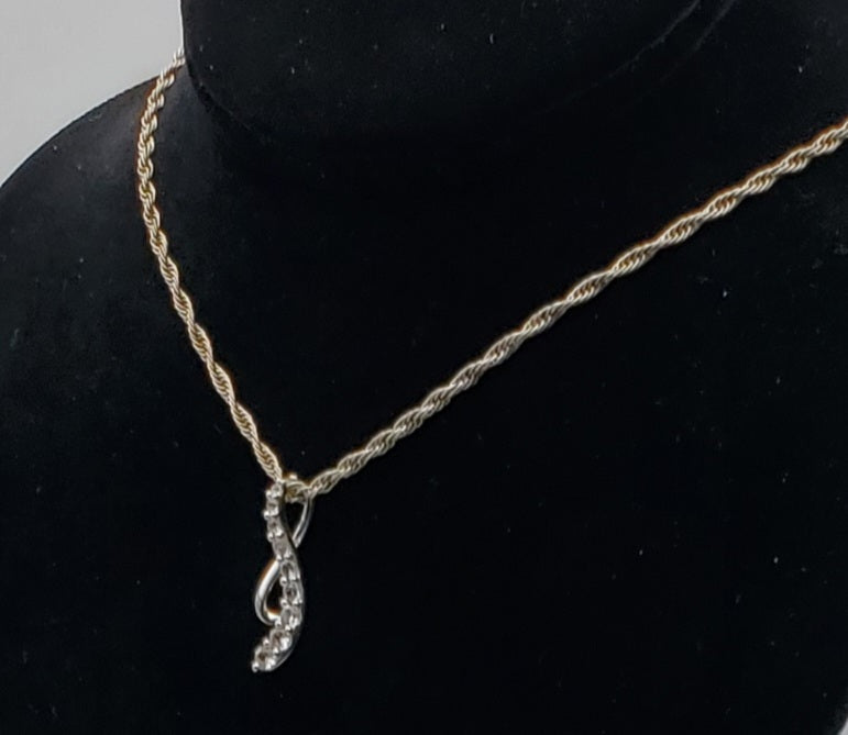 Vintage Colorless Sapphire Sterling Silver Pendant on Sterling Silver Chain Necklace - 24"