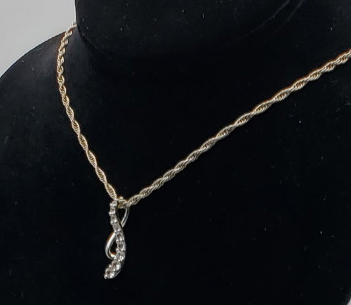 Vintage Colorless Sapphire Sterling Silver Pendant on Sterling Silver Chain Necklace - 24"