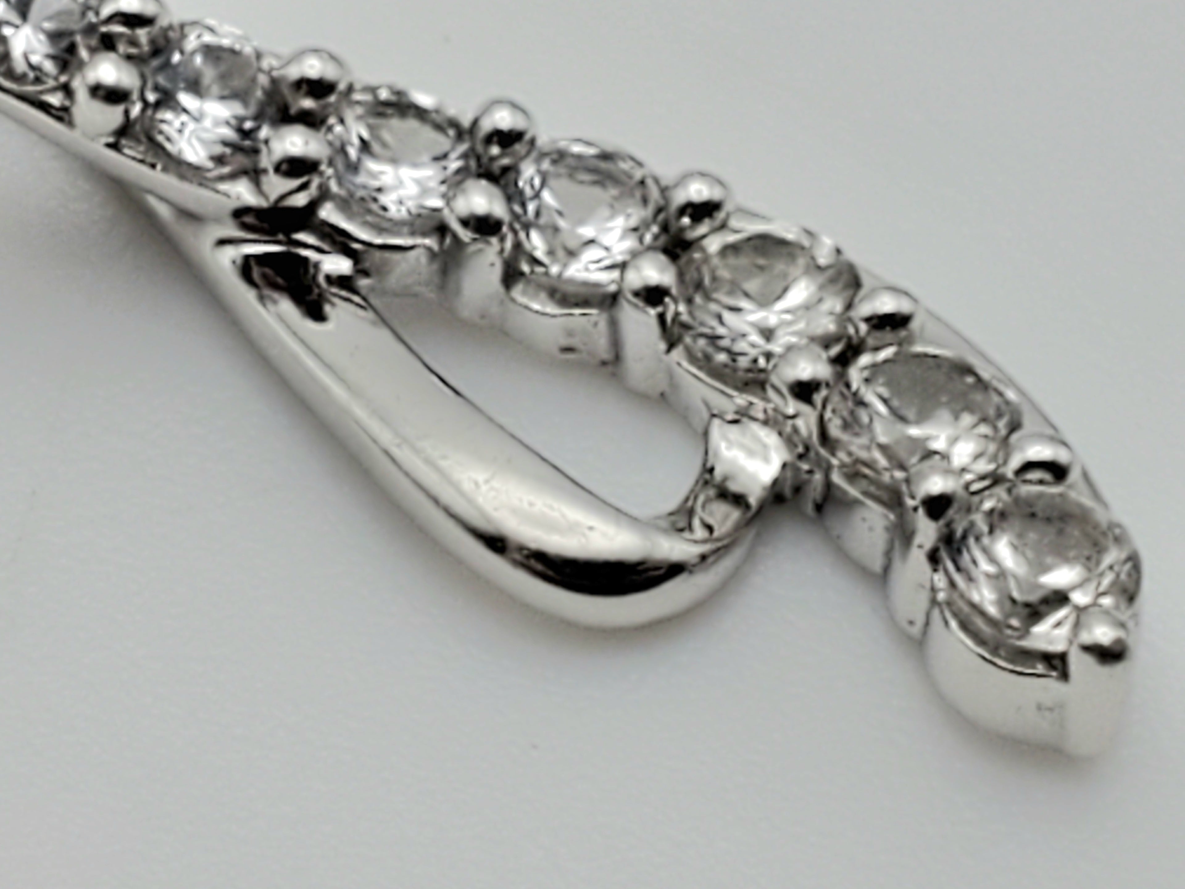 Vintage Colorless Sapphire Sterling Silver Pendant on Sterling Silver Chain Necklace - 24"