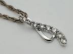 Vintage Colorless Sapphire Sterling Silver Pendant on Sterling Silver Chain Necklace - 24"