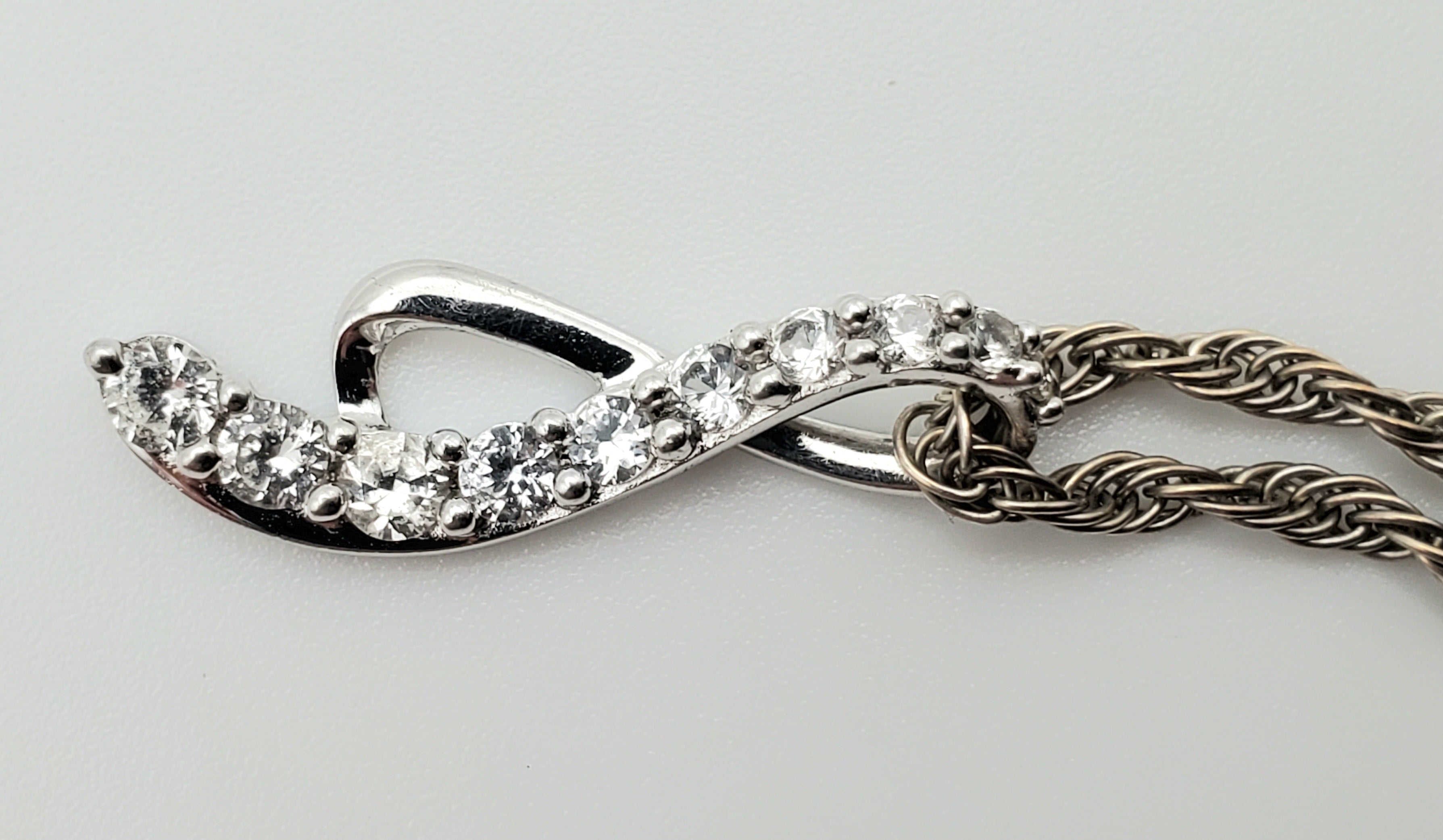 Vintage Colorless Sapphire Sterling Silver Pendant on Sterling Silver Chain Necklace - 24"