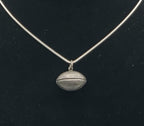 Vintage Sterling Silver Football Pendant on Sterling Silver Necklace - 19.75"