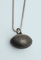 Vintage Sterling Silver Football Pendant on Sterling Silver Necklace - 19.75"