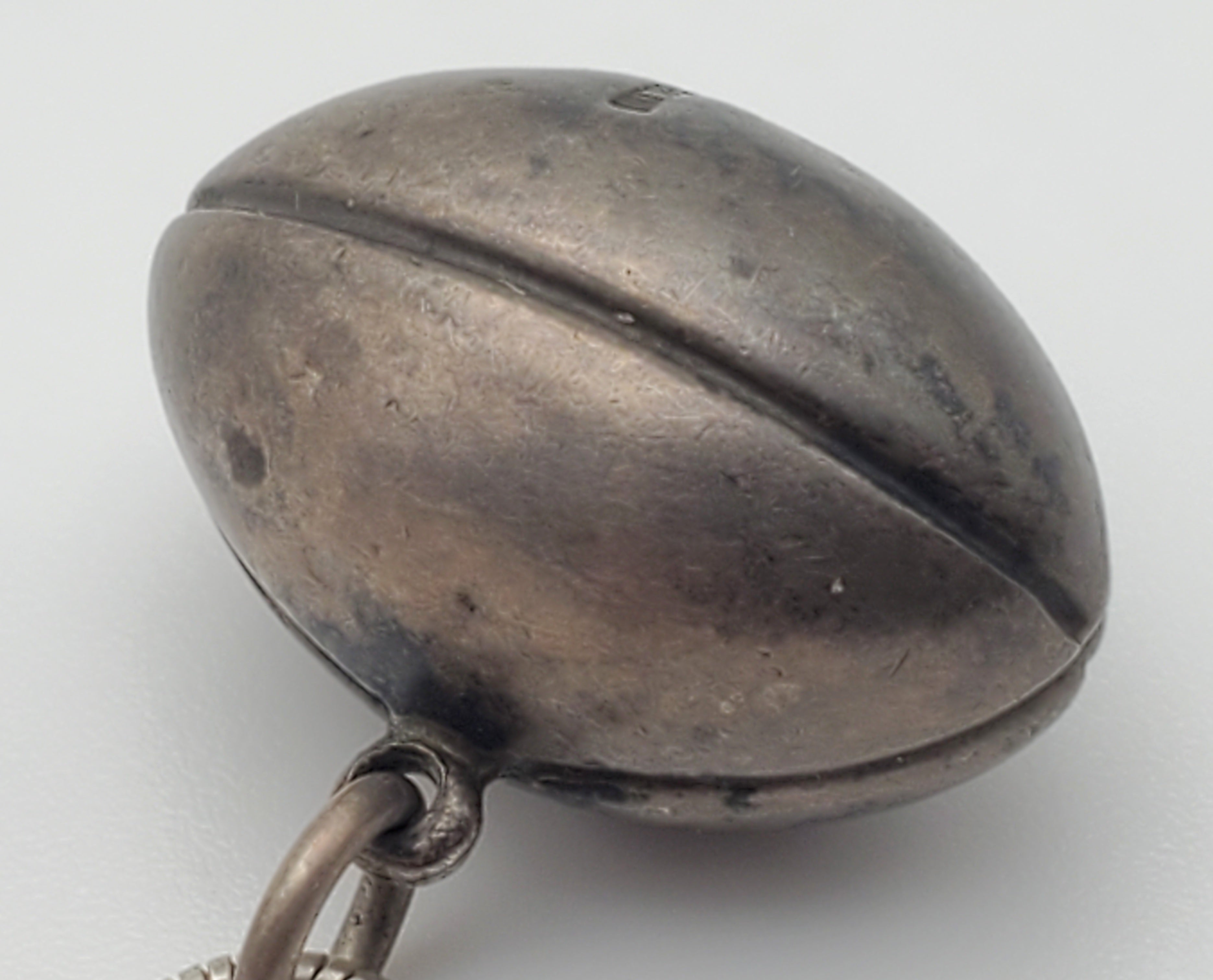 Vintage Sterling Silver Football Pendant on Sterling Silver Necklace - 19.75"