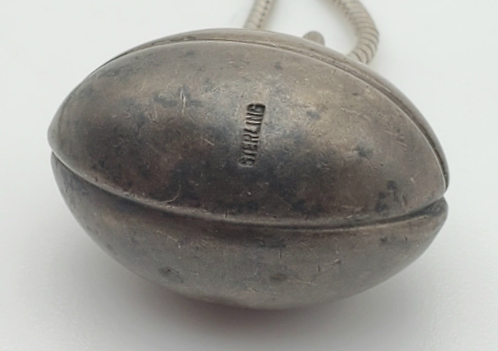Vintage Sterling Silver Football Pendant on Sterling Silver Necklace - 19.75"